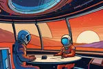 Astronaut taking an interview