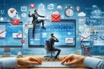 Illustration of a workdesk with workplace related elements