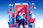 Illustration of a person reading from his mobile