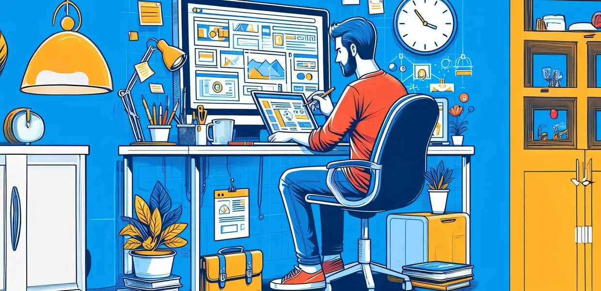 Illustration of a person working in this desk